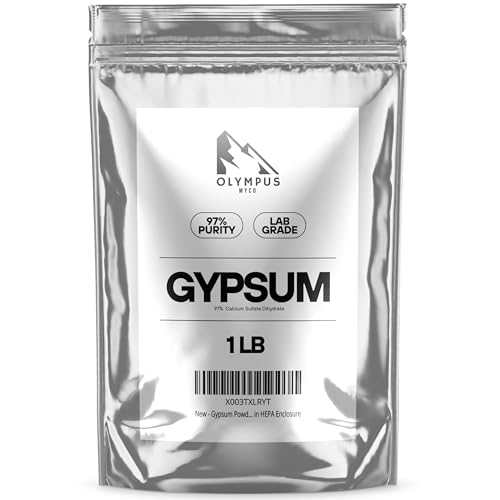 Gypsum Powder for Mushroom Substrate (1 lb), Lab Grade, Garden Soil Amendment (Calcium Sulfate Dihydrate), Packaged in HEPA Enclosure