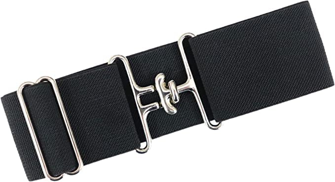 Dielianyi 1.5-inch Elastic Equestrian Belt with Stretchable Waist Belt with Surcingle Buckle Horses Leather Key Strap Riding Belt for Horseback Equestrian Sports