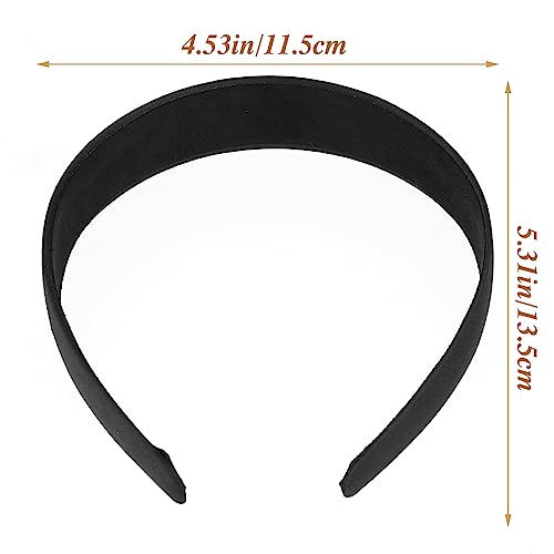 WLLHYF 2 Pieces Satin Headbands 1 Inch Wide Hard Head Band Fashion Solid Headband Anti-slip Plain Hair Bands Diy Hair Accessories for Women Girls Halloween Christmas Valentine's Day