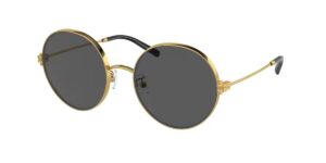 tory burch ty6096 332787 54mm gold/dark grey round sunglasses for women + bundle with designer iwear eyewear kit