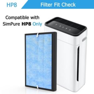 Vegebe HP8 Replacement True HEPA Filter Compatible with SimPure HP8 Air Purifier, SP-HP8-RF, 1 Pack