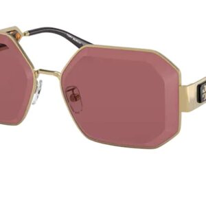 Tory Burch TY6094 330475 60MM Shiny Gold/Plastic Lens Solid Bordeaux Metal Hexagon Sunglasses for Women + BUNDLE With Designer iWear Eyewear Kit