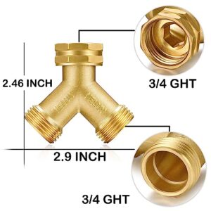 YELUN Garden Hose Splitter,2 Way Connector Heavy Duty Brass, Garden Faucet,Splitter for Outdoor Faucet, Hose y Splitter, Hose Bib Splitter (1 SET)