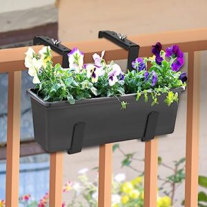 VIVIKEN Planter Box Brackets, Adjustable Flower Box Brackets for Deck Railing, No Drill Window Box Bracket for Outdoor Planters-4 Pack