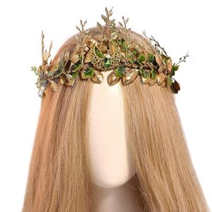 mostory forest fairy flower headpiece - woodland elf crown forest floral headband elven leaf tiara for women renfaire renaissance halloween princess photo shoot cosplay