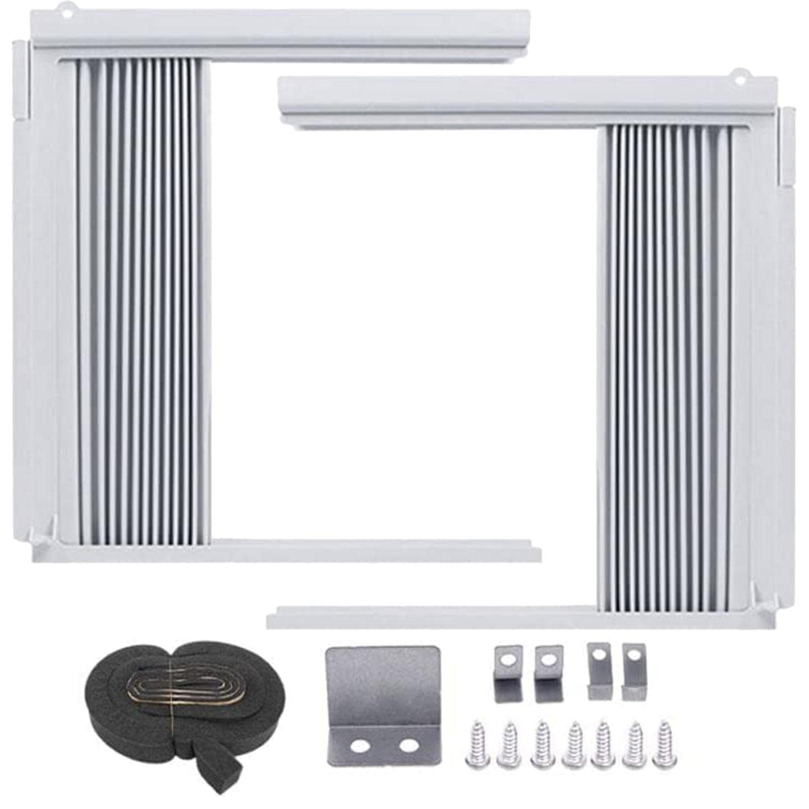 tangchen Window Air Conditioner Side Panels with Frame, Room AC Accordion Filler Curtain Kit Replacement, Adjustable Insulation AC Side Panel for Preventing Heat Noise