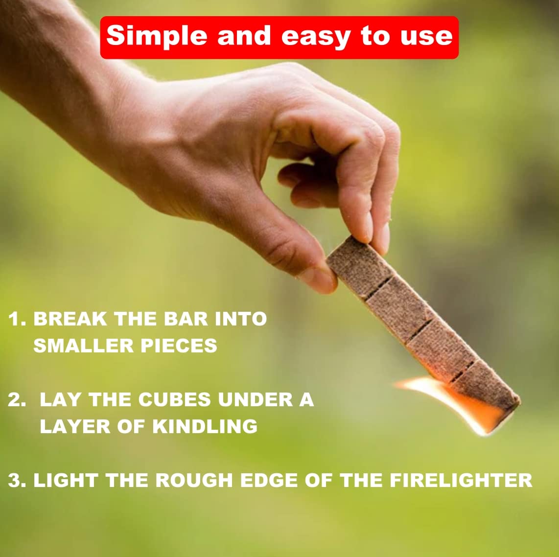 Fire Starter Cubes - 96 Pack | Long Burning Fire Starters for Campfires | Charcoal Starter Made from Wood Fibre and Wax | Up to 10 Minutes Burn Time