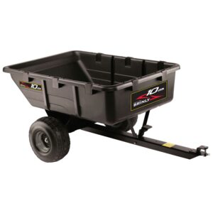 brinly pct-101bhc-a2 10 cu.ft. 650lb heavy duty tow-behind poly utility cart & dump trailer with compression molded bed & built-in zerk fitting wheel bearings