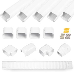 lyprem 10ft mini split line set cover 3" pvc line cover kit for mini split and central air conditioner & heat pump(white)