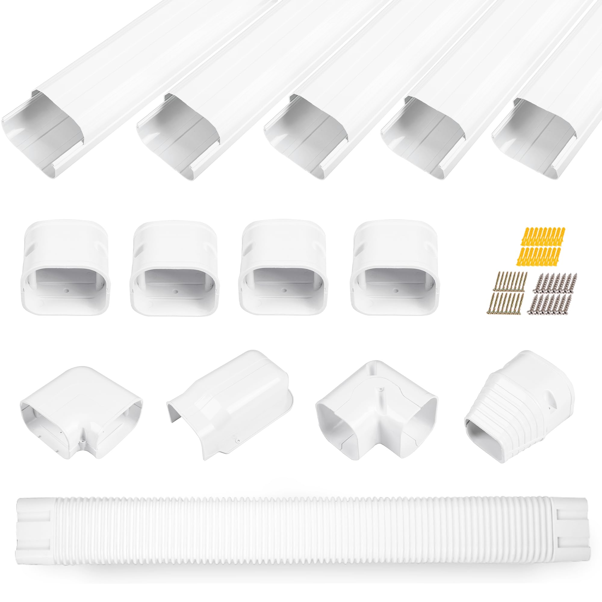 LyPrem 10Ft Mini Split Line Set Cover 3" PVC Line Cover Kit for Mini Split and Central Air Conditioner & Heat Pump(White)