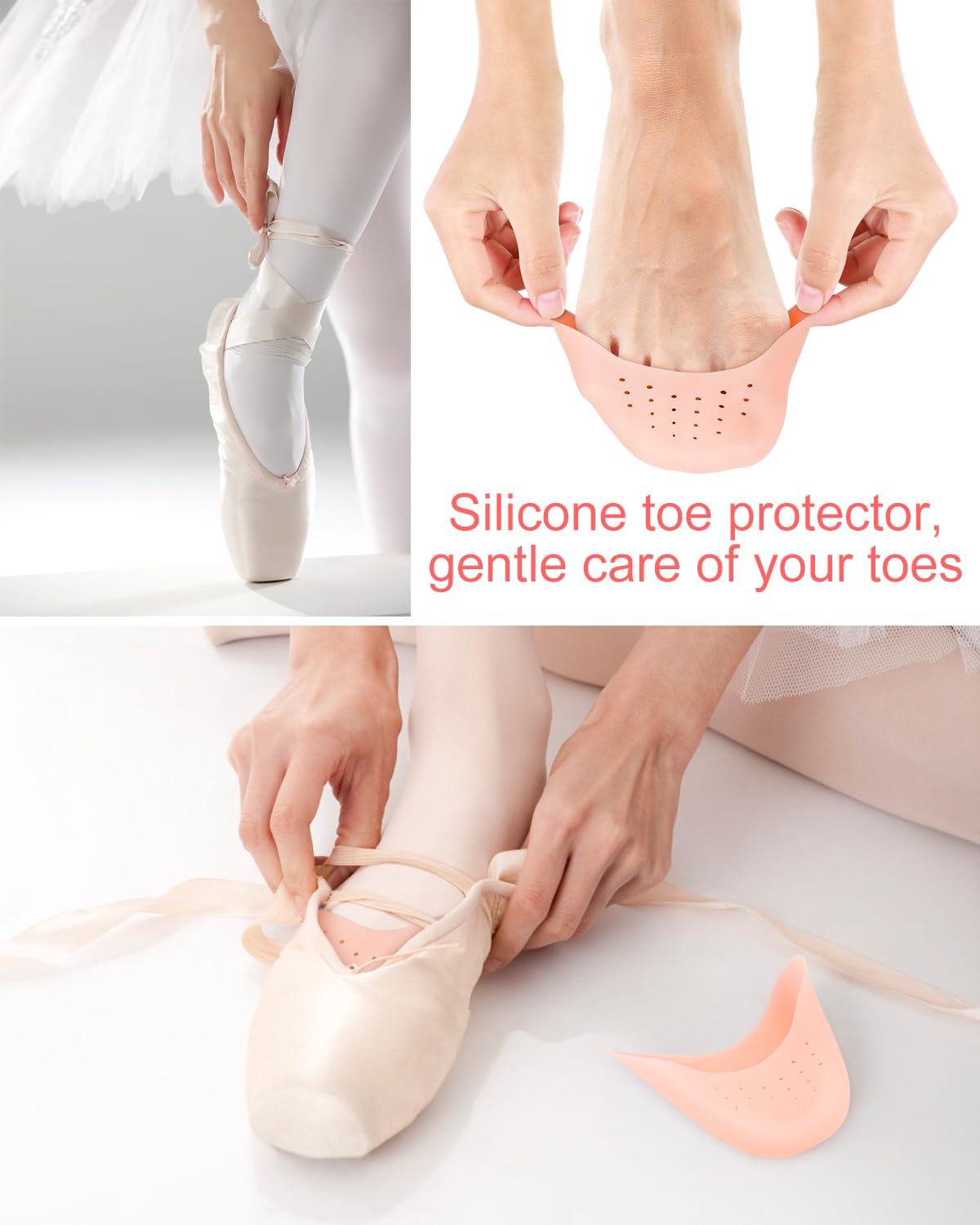 8Pcs BLATOWN Silicone Toe Protectors Toe Covers for Women Men Shoe Filling, Gel Toe Pads Toe Cushions with Breathable Hole for Pain Relief Fit for High Heel, Ballet, Point Shoes (Beige)