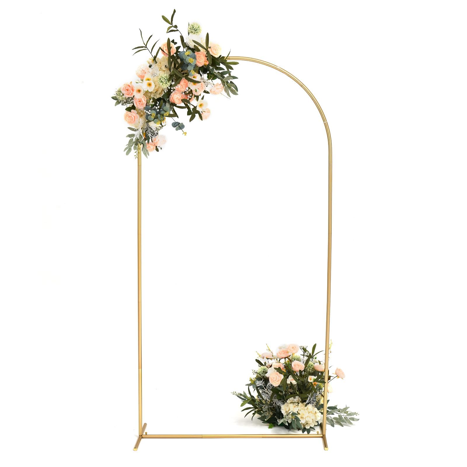 Vincidern 6.6 FT Wedding Arch Backdrop Stand for Parties, Balloon Arch Stand, Wedding Arches for Ceremony, Metal Arch Backdrop Stand for Bridal Baby Showers, Birthday Party Decoration Door Frame Gold