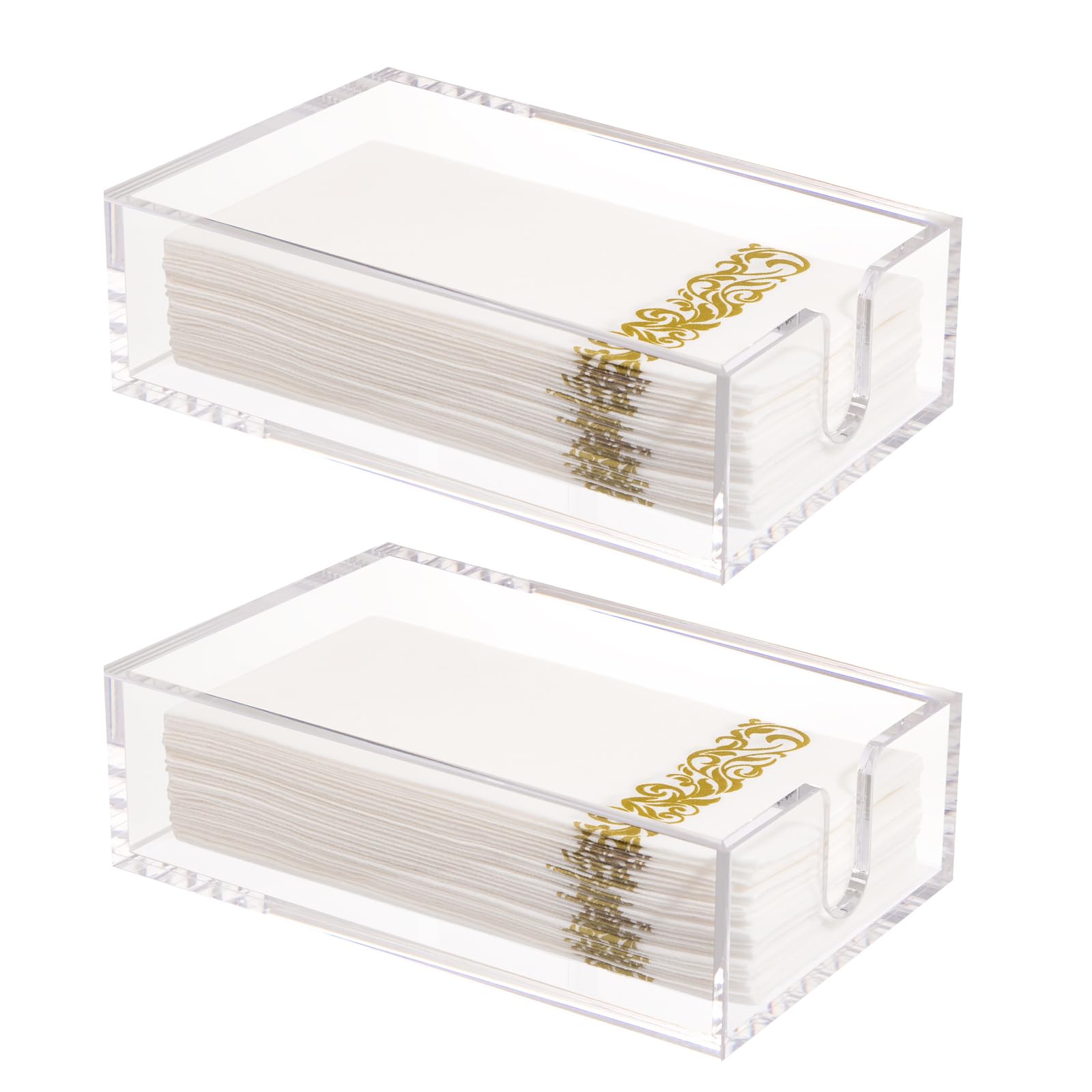 Rubtlamp 2 Pack Clear Napkin Holder, Flat Napkin Holder,9x5.5x2.5inch Acrylic Guest Towel Napkin Holder,Clear Bathroom Paper Hand Towels Storage Tray For Kitchen Dinning