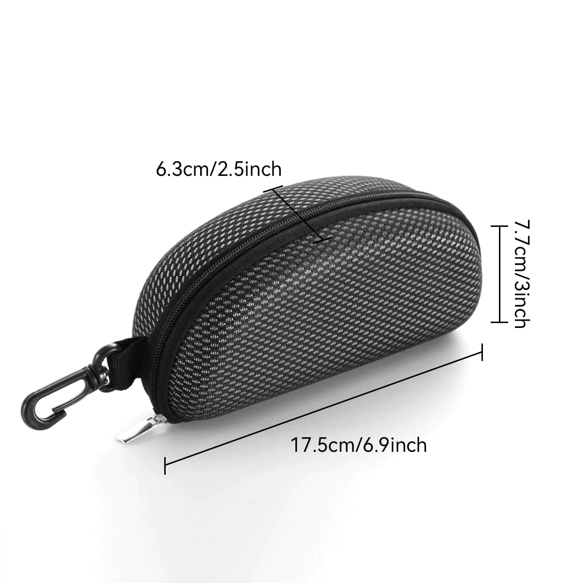 Yamrots 3 Pcs Black and White Mesh Zipper Hard Sunglasses Cases Portable Travel Eyeglasses Cases with Plastic Hook