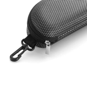 Yamrots 3 Pcs Black and White Mesh Zipper Hard Sunglasses Cases Portable Travel Eyeglasses Cases with Plastic Hook