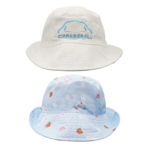 kawaii dog bucket hat for women, cotton print double-side-wear reversible bucket hat, trendy lightweight fishing cap sun hats for outdoor summer beach travel