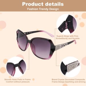 DragonflyDreams 4 Pcs Women Large Sunglasses, UV 400 Glasses Oversized Sunglasses Classic Trend Ladies Sunglasses Sparkling Large Frame Sunglasses for Women