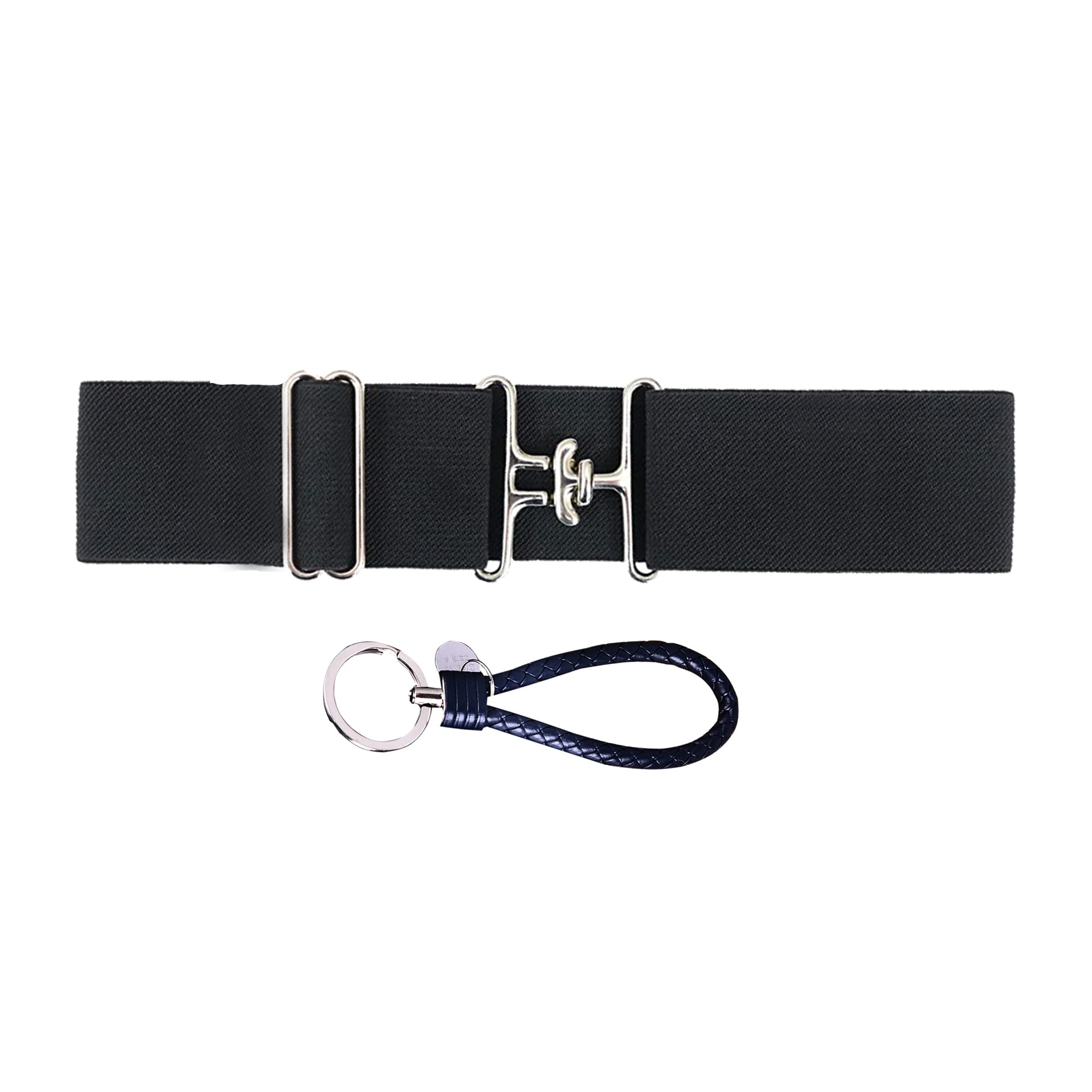 Dielianyi 1.5-inch Elastic Equestrian Belt with Stretchable Waist Belt with Surcingle Buckle Horses Leather Key Strap Riding Belt for Horseback Equestrian Sports