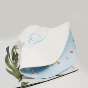 Kawaii Dog Bucket Hat for Women, Cotton Print Double-Side-Wear Reversible Bucket Hat, Trendy Lightweight Fishing Cap Sun Hats for Outdoor Summer Beach Travel