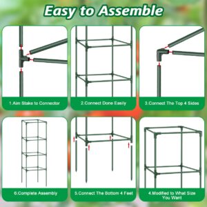 3Pack Tomato Cages for Garden,Square Tomato Plant Cage Support Heavy Duty Pole 57*15.4*15.4 Inches,Steel Plant Tower Stakes,Cherry Tomato Trellis Cucumber for Climbing Vegetables Flowers Fruits-Green