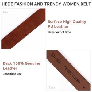 JIEDE Womens Belt Vintage Buckle Casual Fashion Ladies Waist Belt Adjustable Skinny Belts for Jeans Pants Dress (Brown, S - Fits Waist 30''-34'')