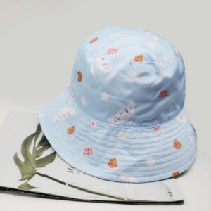 Kawaii Dog Bucket Hat for Women, Cotton Print Double-Side-Wear Reversible Bucket Hat, Trendy Lightweight Fishing Cap Sun Hats for Outdoor Summer Beach Travel