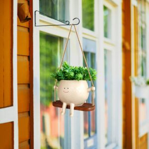 UMESONG Swing Face Planter Pot Hanging Resin Flower Head Planters for Indoor Outdoor Plants Succulent Pots for String of Pearls Plant Live Gift Ideas for Mother, Christmas