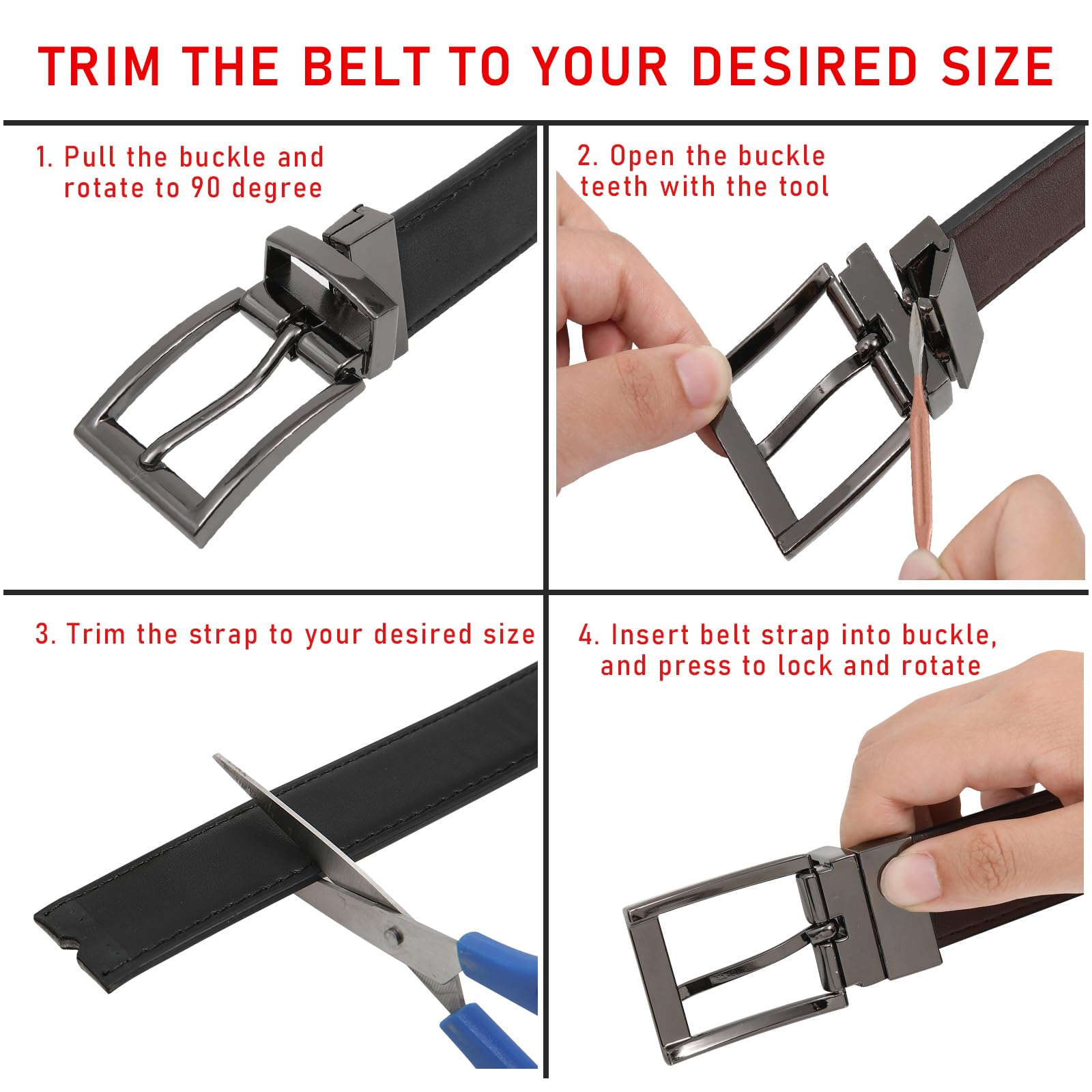 AWAYTR Reversible Leather Belt for Women - Two Color-in-One Belt for Jeans Dress Women Men Belt with Rotated Buckle(Coffee/Black with Gun Color Buckle 45in(115cm))