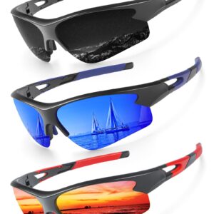 KALIYADI Sports Sunglasses for Men, Polarized Sun Glasses for Men Women Youth Baseball Softball with UV Protection