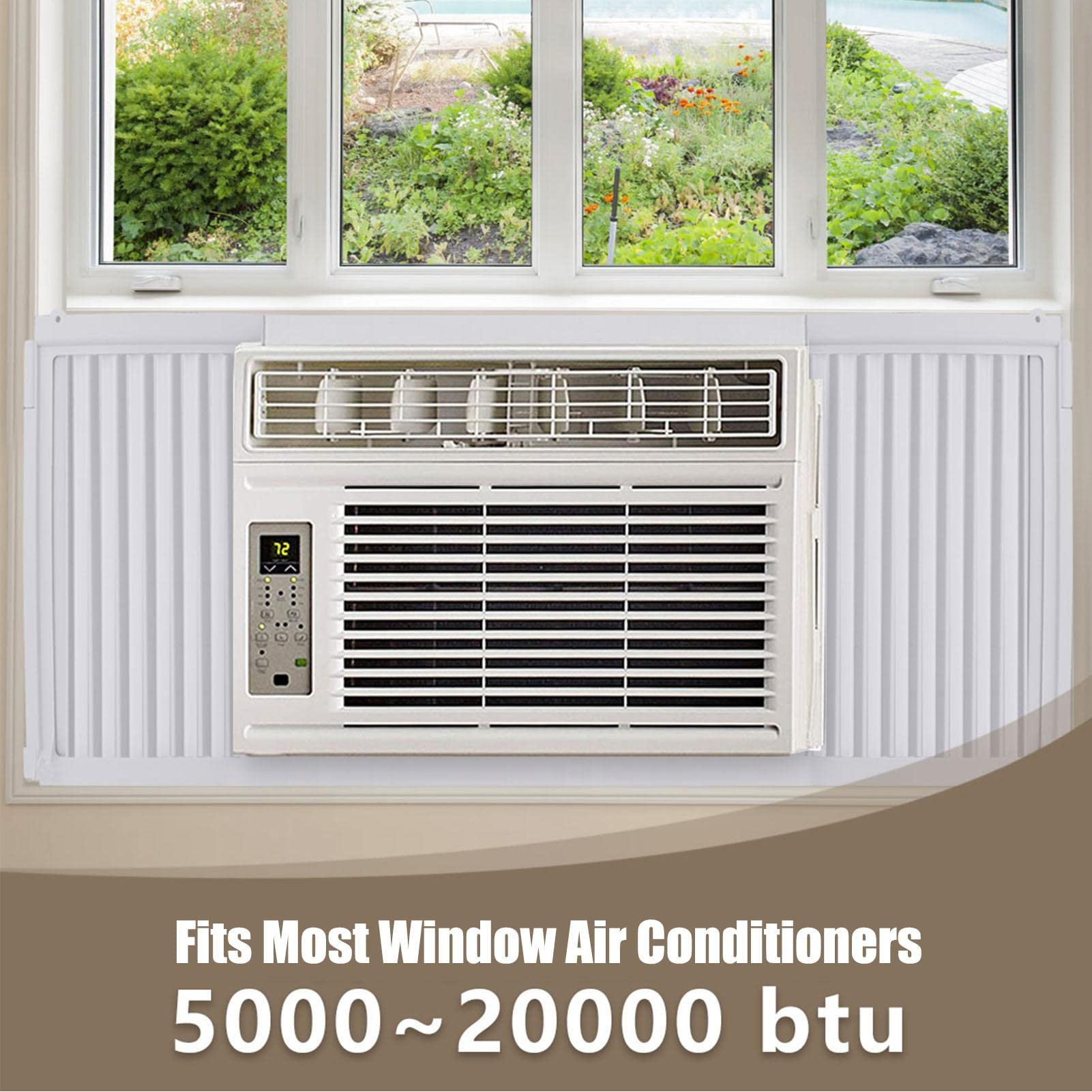 tangchen Window Air Conditioner Side Panels with Frame, Room AC Accordion Filler Curtain Kit Replacement, Adjustable Insulation AC Side Panel for Preventing Heat Noise