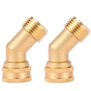 Sanpaint 45 Degree Garden Hose Elbow, Eliminates Stress and Strain On RV Water Intake Hose Fittings, 3/4" GHT and Solid Brass, 2 Pack