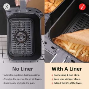 Air Fryer Disposable Paper Liners for Ninja Dual Airfryer, Non-Stick Parchment Paper Rectangular, Air Fryer Accessories, Oil Proof, Water Proof, Paper Liner for Microwave Oven (100PCS, 8.6in x 5.5in）