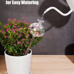 NiHome Plant Watering Globes 2-Pack, Iridescent Glass Cactus Self Watering Globe, Glass Waterer for Potted Plants - 4.7OZ/140 ML Capacity Automatic Mini Irrigation System, Adorable Gardening Gift