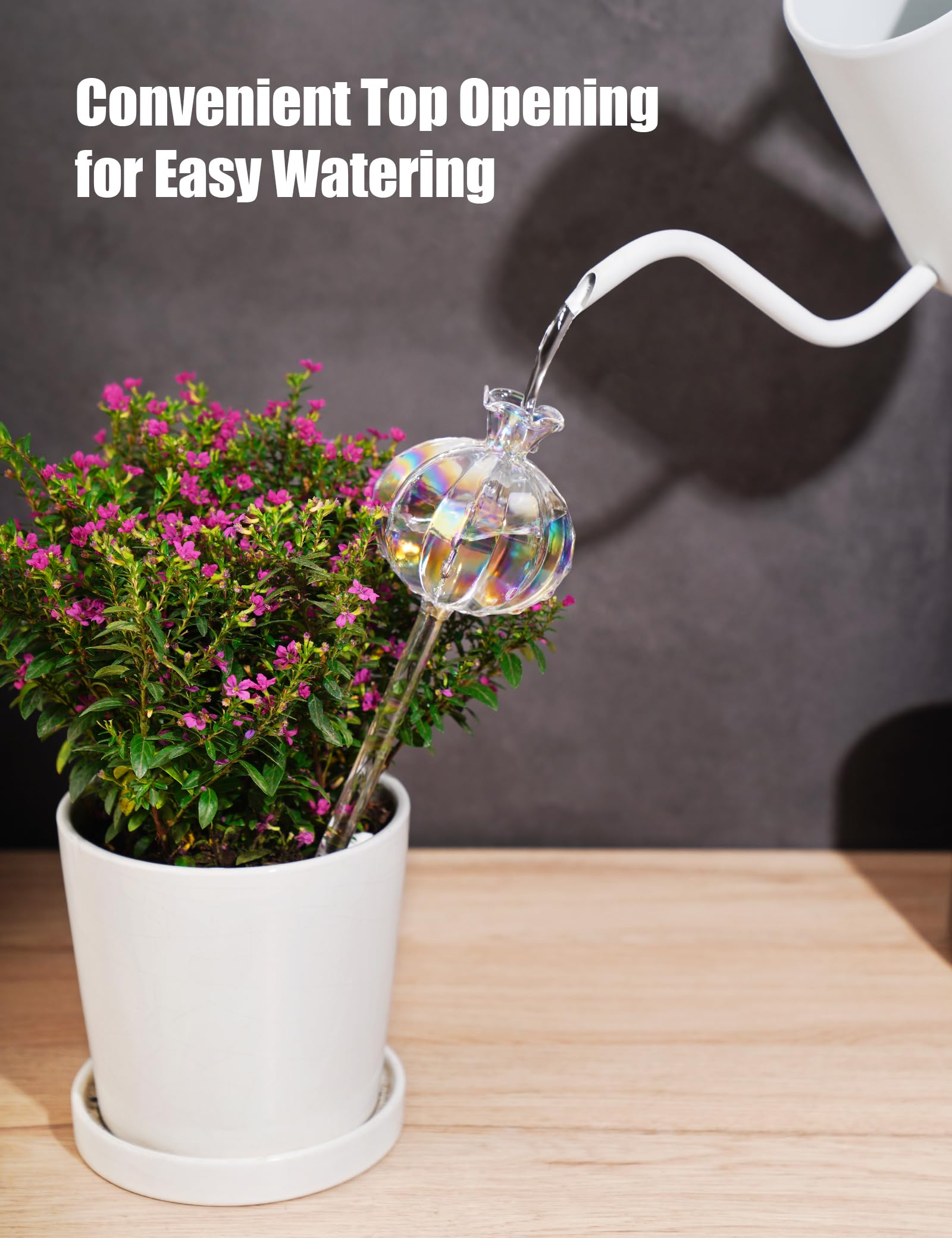 NiHome Plant Watering Globes 2-Pack, Iridescent Glass Cactus Self Watering Globe, Glass Waterer for Potted Plants - 4.7OZ/140 ML Capacity Automatic Mini Irrigation System, Adorable Gardening Gift