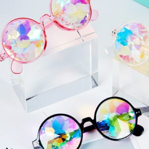 Frienda 12 Pairs Kaleidoscope Rave Rainbow Glasses Refraction Trippy Psychedelic Rave Goggles with Resin Lens Diffraction Prism Women's Costume Eyewear Sunglasses for Festival