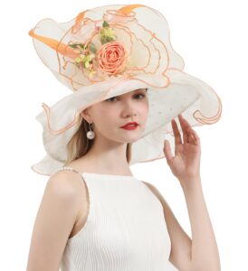 oridoor women organza fascinator kentucky hat derby floral tea party wedding hat b866 beige …