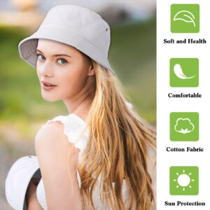 Xtinmee 36 Pcs Washed Cotton Bucket Hats Bulk Packable Unisex Trendy Lightweight Travel Summer Sun Hats for Women Men (White)