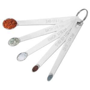 5pcs small measuring spoons set - cuttte stainless steel tiny measuring spoons for cooking baking, 1/4 tsp, 1/8 tsp, 1/16 tsp, 1/32 tsp, 1/64 tsp, teaspoon mini measuring spoons for powders, spices