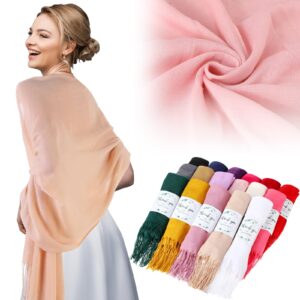 Ramede 50 Pack Pashmina Shawls and Wraps Bulk Wedding Favors Bridal Shawls Gifts for Guests with Thank You Cards (Many Color)