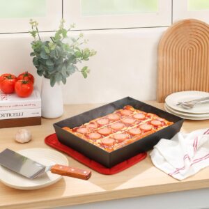 Jisculo Detroit Style Pizza Pan 14x10x2.5 (Non Stick without BPA) Replace lloyds Pizza Pan Pre-Seasoned Sicilian Style Pizza Pan, Hard Anodized Deep Dish Square Grandma Style Pizza Pan