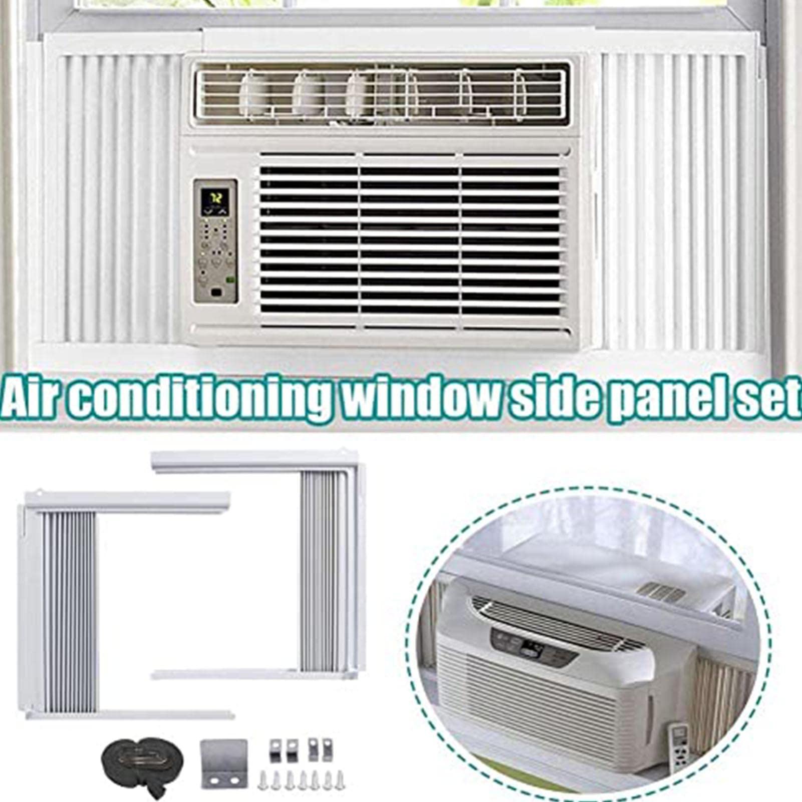 tangchen Window Air Conditioner Side Panels with Frame, Room AC Accordion Filler Curtain Kit Replacement, Adjustable Insulation AC Side Panel for Preventing Heat Noise