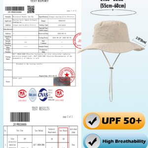 Waterproof Bucket Rain Hat for Women Wide Brim Summer UPF50+ Cowboy Sun Hat Men Foldable Soft Floppy Beach Hat Beige