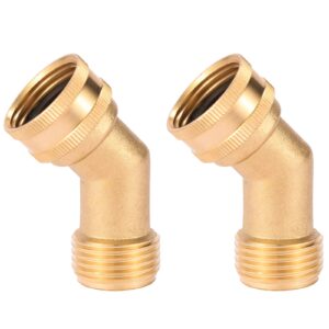 Sanpaint 45 Degree Garden Hose Elbow, Eliminates Stress and Strain On RV Water Intake Hose Fittings, 3/4" GHT and Solid Brass, 2 Pack