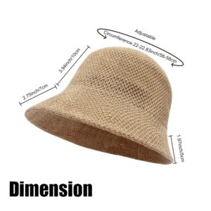 YOFARCHOY Lightweight Packable Sun Hat for Women Foldable Sunhats Woven Bucket Hats Packable Beach Hat Floppy Knitted Woven Hat Khaki