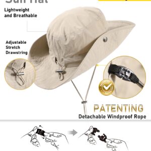 Waterproof Bucket Rain Hat for Women Wide Brim Summer UPF50+ Cowboy Sun Hat Men Foldable Soft Floppy Beach Hat Beige