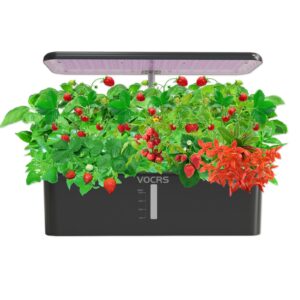 hydroponics growing system indoor garden - vocrs 12 pods herb garden kit indoor with led grow light, plants germination kit(no seeds) with pump system, adjustable height up to 17.7" for home, black