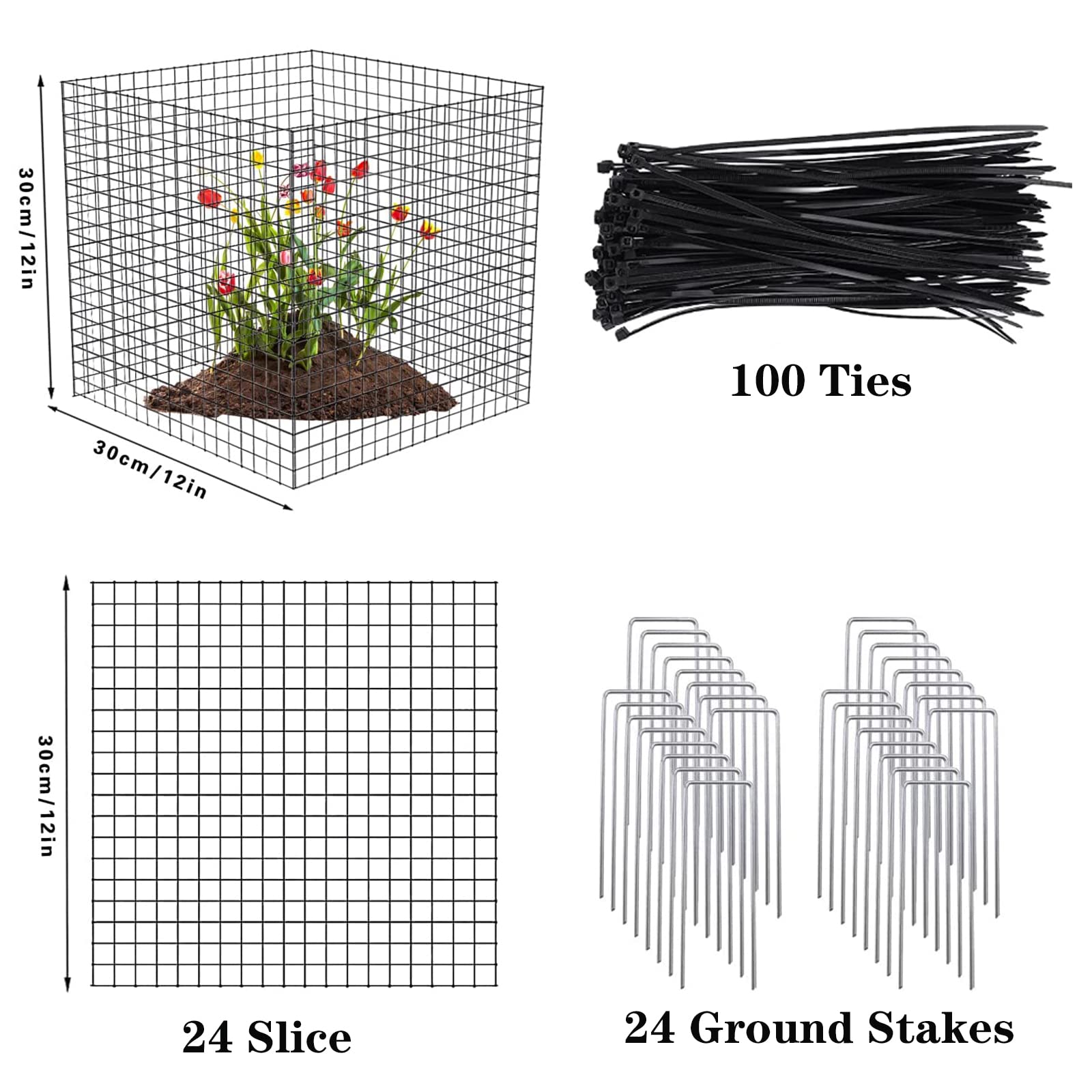 Small Wire Plant Protectors, 6 Pack Square Plant Protectors from Animals Mesh Plant Cage Chicken Wire Cover for Protect Plants, Garden,Shrubs and Vegetables from Animals(12x12 in)