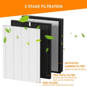 Skymechy AP-B102 True HEPA Replacement Filter Set Compatible with Alexapure Breeze AP-B102 and 3049 Air Cleaner Purifier, 3-IN-1 Air filter for Home, 2 X H13 True HEPA and 2 X Activated Carbon Filters