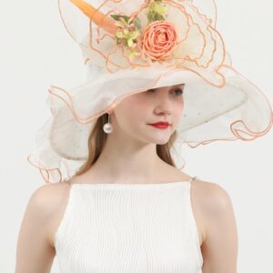 ORIDOOR Women Organza Fascinator Kentucky Hat Derby Floral Tea Party Wedding Hat B866 Beige …