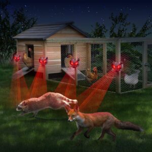 Solar Nocturnal Animal Repeller 4 Pack - Effective Repellent Device for Coyote, Deer, Fox, Raccoon, Skunk - Powerful Outdoor Coyote Deterrent - Predator Lights for Chicken Coop, Farm, Yard, Garden